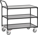 Tafelwagen met 3 legplanken Laadvlak 1000x600 mm, antracietgrijs max. 300 kg, TPE-banden, Fetra 2752/7016