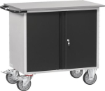 Werkplaatswagen 1 plank, 2 deurs kast HxBxD 915x1080x590 mm max. 400 kg, TPE-banden, Fetra 2456/7016