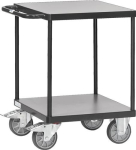 Tafelwagen met 2 legplanken Laadvlak 600x600 mm, antracietgrijs max. 500 kg, TPE-banden, Fetra 2496/7016