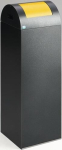 Verzamelaar voor recyclebaar afval met klep HxBxD 1045x320x320 mm, 89 liter antiek zilver geel met klemring