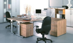 Desk HxWxD 650-850x800x800 mm white straight form, C-foot, Bela