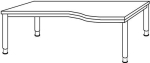 Desk HxWxD 685-810x2000x1200 mm white Angled form r/l, 5-legged frame, Sero