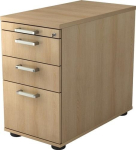 Standcontainer mit Chromgriff HxBxT 720-760x428x800 mm Eichedekor 2 Schubladen, 1 Hängeregistratur, Teda