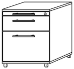 Rollcontainer HxBxT 590x428x580 mm Eichedekor 1 Schublade und 1 Hängeregistratur