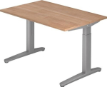 Bureau HxBxD 650 - 850x1200x800 mm rechte vorm, loper, walnoot decor, A-actief