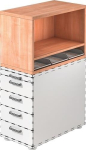 Aufsatzschrank HxBxT 30x800x428 mm 1 OH und 3 Kunststoffablagen Nussbaum