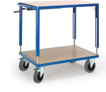 Tafelwagen, in hoogte verstelbaar 2 laadgebieden LxB 1090x700 mm gentiaanblauw, max. belasting 400 kg