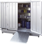Lagercontainer Auffangvolumen 2 x 1000 l BxTxH 4075x2875x2400 mm montiert für die passive Lagerung, verzinkt