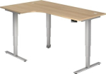 Schreibtisch elektrisch höhenverstellbar HxBxT 635-1285x2000x1200 mm Eichedekor Winkelform rechts/links, Teda