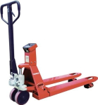 Gabelhubwagen Wiegesystem 05 KG Gabellänge 1150 mm Trgf. 2500 kg Stahl blutorange, RAL 2002 Polyurethan