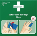 Pleisters en verband blauw, elastisch, rol W=6 cm, L=4,5 m Cederroth Zacht Schuim