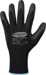 Gloves PA fine knit black Size 7 black, EN388 EN420, latex-coated Stronghand Finegrip