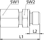 Rechte schroefconnector met WD GE22LR1/2WD CF, compleet Gegalvaniseerd staal, huismerk