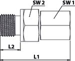 Straight screw-in fastener with WD EGE28LRWD CF, complete Galvanised steel, house brand