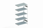 Anbauregal 1-zeilig, Rahmen zerlegt HxLxT 2000x1000x600 mm, verzinkt Meta Clip S3 AR 230/1100 kg 5 Böden