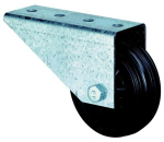 Poortrol met rubberen wiel Ø 80 mm, H 91 mm, plaat 115x45 mm zwart, draagvermogen 50 kg