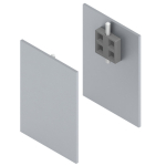 Paar afdekkappen aan beide zijden B= 65 mm H= 91,5 mm, 2,5 mm aluminium Helmmodule 140