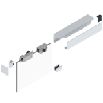 Schuifsysteem voor glazen deuren 8/10 mm 50 kg 2000 mm , 710 - 900 mm Wandmontage Roestvrijstalen effect, GT-L 50 helm