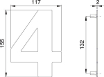 House number Digit 4, 150 mm Width 117 mm Matt stainless steel, EDI