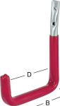 Muurhaken U-vorm, rood rubber Projectie 150 mm Gegalvaniseerd staal, voorman