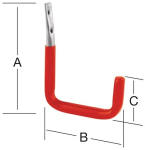 Wall hooks U-shape, red rubber Projection 250 mm Galvanised steel, foreman