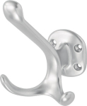 Hat hook double projection 90 mm, height 100 mm Silver anodised aluminium, Hermeta 0028