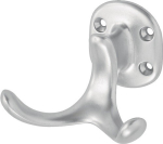 Kapstokhaak dubbele projectie 60 mm, hoogte 47 mm Zilver geanodiseerd aluminium, Hermeta 0029