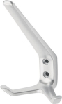 Hat hook double projection 89 mm, height 127 mm Silver anodised aluminium, Hermeta 0032