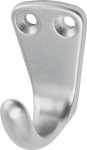 Towel hook 1 hook Height 37 mm, projection 33 mm Silver anodised aluminium, Hermeta 0553