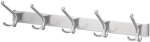 Huthakenleiste mit 5 Haken Ausladung 96 mm,Höhe 102 mm,Leichtmetall silberfarbig eloxiert, Hermeta 0822-0825