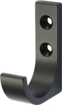 Coat hook Projection 51.5 mm, height 65 mm Black anodised aluminium, Hermeta 0149