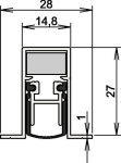 Deurafdichting voor houten deuren 2-zijdig L=708 mm, aluminium zilverkleurig el. Athmer Schall-Ex DUO L-15/28 OS 1-404