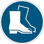 Gebotszeichen, Folie selbstklebend 430 mm R9 blau/weiß, Fußschutz benutzen Durable