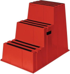 Zware opstap Treden incl. platform 3 Platformhoogte 730 mm, rood kunststof