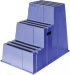 Zware opstap Treden incl. platform 3 Platformhoogte 730 mm, blauw kunststof