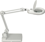 LED magnifying lamp Glass lens 127 mm (5"), stand white with cover, round head