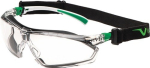 Schutzbrille mit Kopfband Bügel weiß grün, Scheibe PC klar Univet 506 UP Hybrid