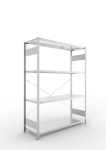 Basisrekken 1-regelig, frame gedemonteerd HxLxD 2000x1500x500 mm, gegalvaniseerd Meta Clip S3 AR 200/1100 kg 4 planken