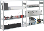 Aanbouwrekken 1-regelig, frame gedemonteerd HxLxD 2500x1500x500 mm, gegalvaniseerd Meta Clip S3 AR 200/1650 kg 5 schappen