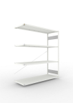 Anbauregal 1-zeilig, Rahmen zerlegt HxLxT 2000x1700x600 mm, grau RAL 7035 Meta Clip S3 AR 200/1100 kg 4 Böden