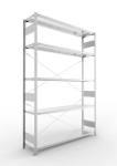Basisrekken 1-regelig, frame gedemonteerd HxLxD 2500x1700x400 mm, gegalvaniseerd Meta Clip S3 GR 200/1650 kg 5 schappen