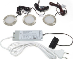 LED-lichtset 3 inbouwspots roestvrij staal warm wit, 12 W elk, 12 V, incl. converter L&S Spaan 58