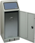 Wertstoffsammler mit Einsatz verzinkt 70 l, HxBxT 1000x400x380 mm, lichtgrau mit Trethebel, Stumpf