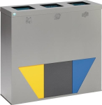 Recyclable waste collector 3x89 l HxWxD 933x1027x330 mm, silver Coloured container, VAR
