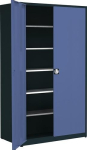 Flügeltürenschrank mit Höhenausgleich HxBxT 2200x1200x500 mm 5 Böden Mauser anthrazit/taubenblau