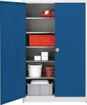 Flügeltürenschrank mit Höhenausgleich HxBxT 1950x1200x420 mm 4 Böden Mauser lichtgrau/enzianblau