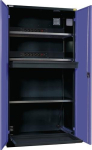 Elektro-Flügeltürenschrank Vollblech grau/blau 3Bö. 1Schub. 2E-Leisten Thurmetall H1995xB1000xT580mm