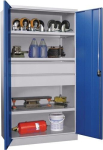 Heavy-duty cupboard 3 shelves HxWxD 1950x1040x630 mm light grey/ gentian blue, Pavoy Basic