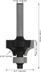 Quarter round cutter 1/4" R1 6.3 mm D 25.4 mm, L 13.2 mm, G 54 mm Bosch 2.608.628.421
