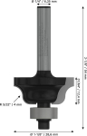 Profile cutter 1/4" R1 4 mm D1 28.6 mm, B 15.9 mm, L 12.4 mm G 54 mm Bosch 2.608.628.419